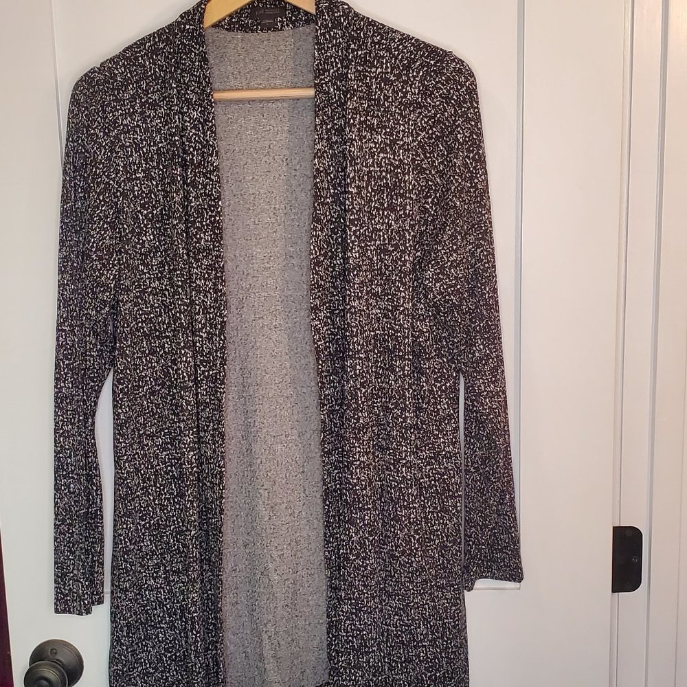 J Jill Wearever Collection Black & White Speckled Long Sleeve Cardigan Size L